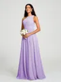 A-line/Princess One-Shoulder Floor-Length Sleeveless Chiffon Bridesmaid Dress