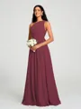 A-line/Princess One-Shoulder Floor-Length Sleeveless Chiffon Bridesmaid Dress