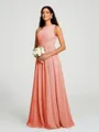 A-line/Princess One-Shoulder Floor-Length Sleeveless Chiffon Bridesmaid Dress
