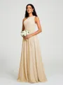 A-line/Princess One-Shoulder Floor-Length Sleeveless Chiffon Bridesmaid Dress