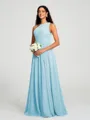 A-line/Princess One-Shoulder Floor-Length Sleeveless Chiffon Bridesmaid Dress