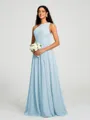 A-line/Princess One-Shoulder Floor-Length Sleeveless Chiffon Bridesmaid Dress