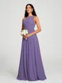 A-line/Princess One-Shoulder Floor-Length Sleeveless Chiffon Bridesmaid Dress