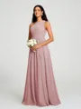 A-line/Princess One-Shoulder Floor-Length Sleeveless Chiffon Bridesmaid Dress