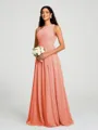 A-line/Princess One-Shoulder Floor-Length Sleeveless Chiffon Bridesmaid Dress