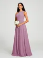 A-line/Princess One-Shoulder Floor-Length Sleeveless Chiffon Bridesmaid Dress