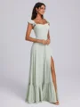 A-line Straps Ruffles Floor-Length Chiffon Corset Bridesmaid Dress