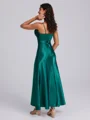 A-line V-neck Pleated Ankle-Length Bridesmaid Dress
