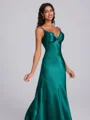 A-line V-neck Pleated Ankle-Length Bridesmaid Dress