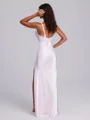 Sheath Cowl Pleated Floor-Length Silk Like Satin Corset Bridesmaid Dress