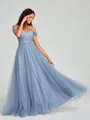 A-line/Princess Off-the-Shoulder Floor-Length Sleeveless Tulle Bridesmaid Dress