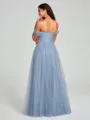 A-line/Princess Off-the-Shoulder Floor-Length Sleeveless Tulle Bridesmaid Dress