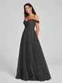 A-line/Princess Off-the-Shoulder Floor-Length Sleeveless Tulle Bridesmaid Dress