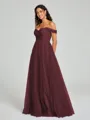 A-line/Princess Off-the-Shoulder Floor-Length Sleeveless Tulle Bridesmaid Dress