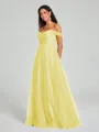 A-line/Princess Off-the-Shoulder Floor-Length Sleeveless Tulle Bridesmaid Dress