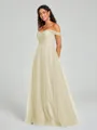 A-line/Princess Off-the-Shoulder Floor-Length Sleeveless Tulle Bridesmaid Dress