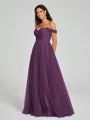 A-line/Princess Off-the-Shoulder Floor-Length Sleeveless Tulle Bridesmaid Dress