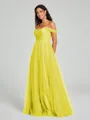 A-line/Princess Off-the-Shoulder Floor-Length Sleeveless Tulle Bridesmaid Dress