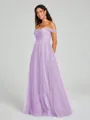 A-line/Princess Off-the-Shoulder Floor-Length Sleeveless Tulle Bridesmaid Dress