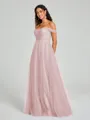 A-line/Princess Off-the-Shoulder Floor-Length Sleeveless Tulle Bridesmaid Dress