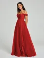 A-line/Princess Off-the-Shoulder Floor-Length Sleeveless Tulle Bridesmaid Dress