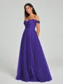 A-line/Princess Off-the-Shoulder Floor-Length Sleeveless Tulle Bridesmaid Dress