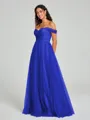A-line/Princess Off-the-Shoulder Floor-Length Sleeveless Tulle Bridesmaid Dress