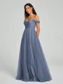 A-line/Princess Off-the-Shoulder Floor-Length Sleeveless Tulle Bridesmaid Dress