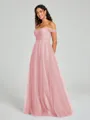 A-line/Princess Off-the-Shoulder Floor-Length Sleeveless Tulle Bridesmaid Dress
