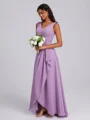 A-line V-neck Pleated Floor-Length Chiffon Corset Bridesmaid Dress