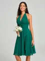 A-line/Princess Halter Short/Mini Sleeveless Chiffon Bridesmaid Dress