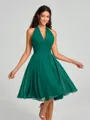 A-line/Princess Halter Short/Mini Sleeveless Chiffon Bridesmaid Dress