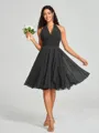 A-line/Princess Halter Short/Mini Sleeveless Chiffon Bridesmaid Dress