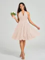 A-line/Princess Halter Short/Mini Sleeveless Chiffon Bridesmaid Dress