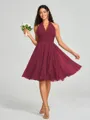 A-line/Princess Halter Short/Mini Sleeveless Chiffon Bridesmaid Dress