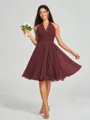A-line/Princess Halter Short/Mini Sleeveless Chiffon Bridesmaid Dress