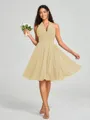 A-line/Princess Halter Short/Mini Sleeveless Chiffon Bridesmaid Dress