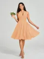 A-line/Princess Halter Short/Mini Sleeveless Chiffon Bridesmaid Dress