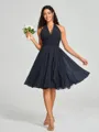A-line/Princess Halter Short/Mini Sleeveless Chiffon Bridesmaid Dress