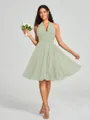 A-line/Princess Halter Short/Mini Sleeveless Chiffon Bridesmaid Dress
