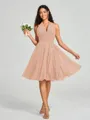 A-line/Princess Halter Short/Mini Sleeveless Chiffon Bridesmaid Dress