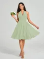 A-line/Princess Halter Short/Mini Sleeveless Chiffon Bridesmaid Dress