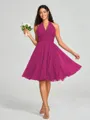 A-line/Princess Halter Short/Mini Sleeveless Chiffon Bridesmaid Dress