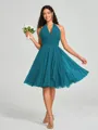 A-line/Princess Halter Short/Mini Sleeveless Chiffon Bridesmaid Dress