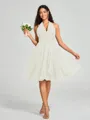 A-line/Princess Halter Short/Mini Sleeveless Chiffon Bridesmaid Dress
