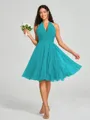 A-line/Princess Halter Short/Mini Sleeveless Chiffon Bridesmaid Dress