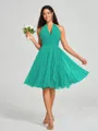 A-line/Princess Halter Short/Mini Sleeveless Chiffon Bridesmaid Dress