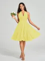 A-line/Princess Halter Short/Mini Sleeveless Chiffon Bridesmaid Dress
