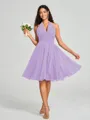 A-line/Princess Halter Short/Mini Sleeveless Chiffon Bridesmaid Dress