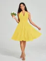 A-line/Princess Halter Short/Mini Sleeveless Chiffon Bridesmaid Dress